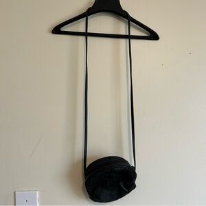 Vintage Black Leather Patchwork Crossbody Bag